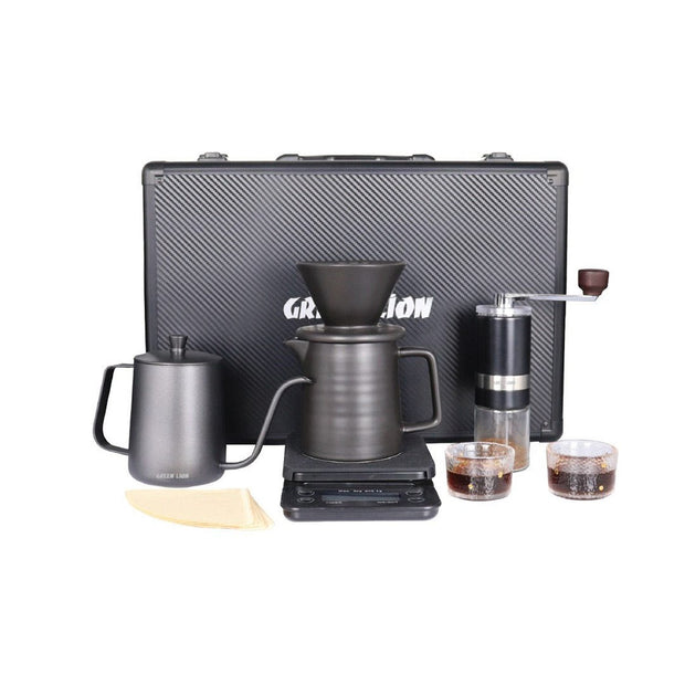 סט קפה וקיטור Green Lion G-80 Plus Coffee Maker & Kettle Set – שחור ☕🖤