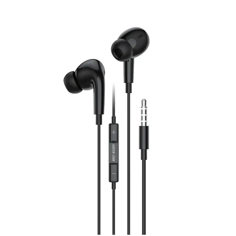 אוזניות Green Lion GL-Stereo Pro עם שליטה על החוט ומיקרופון – שחור 🎧🖤