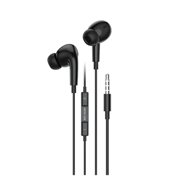 אוזניות Green Lion GL-Stereo Pro עם שליטה על החוט ומיקרופון – שחור 🎧🖤