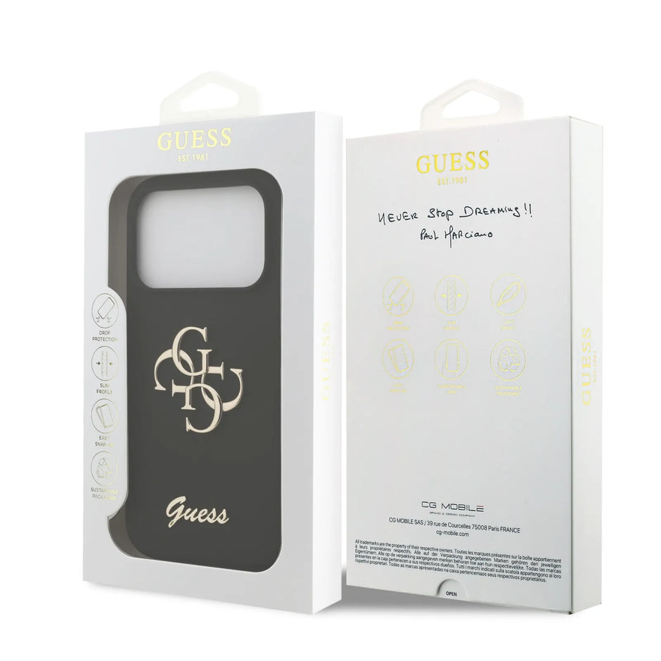 Guess Luxury Liquid Silicone Case – iPhone 17 Pro Max | Black