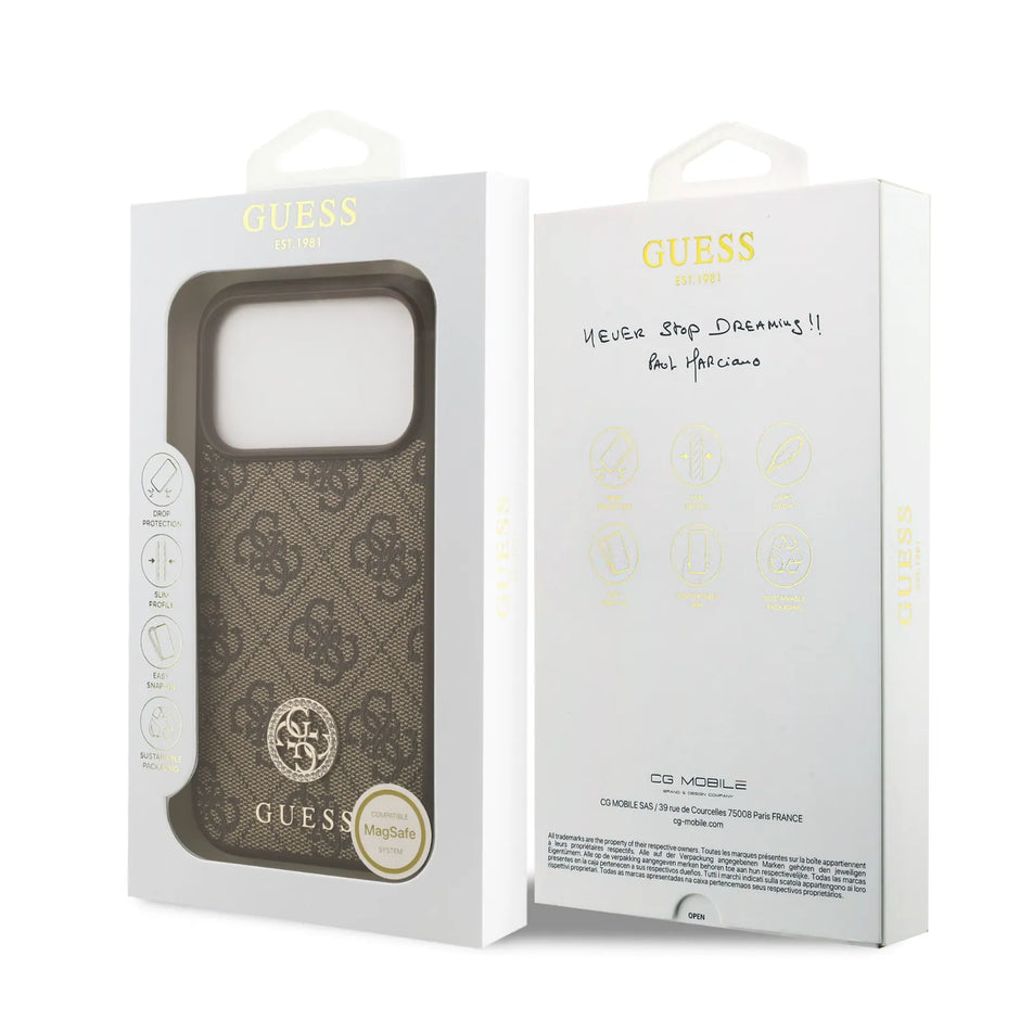 Guess Luxury MagSafe 4G PU Leather Case – iPhone 17 Pro Max
