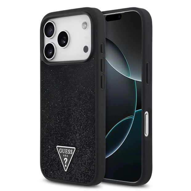 Guess Luxury MagSafe PU Leather Glitter Case – iPhone 17 Pro