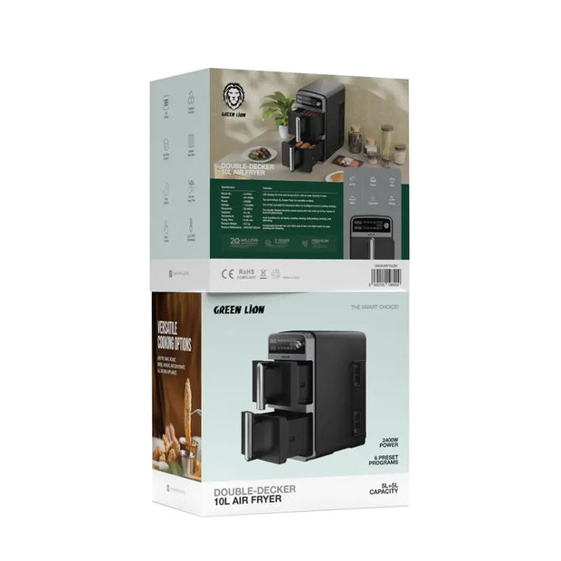 סיר טיגון כפול Green Lion Double-Decker Air Fryer בנפח 10 ליטר – שחור