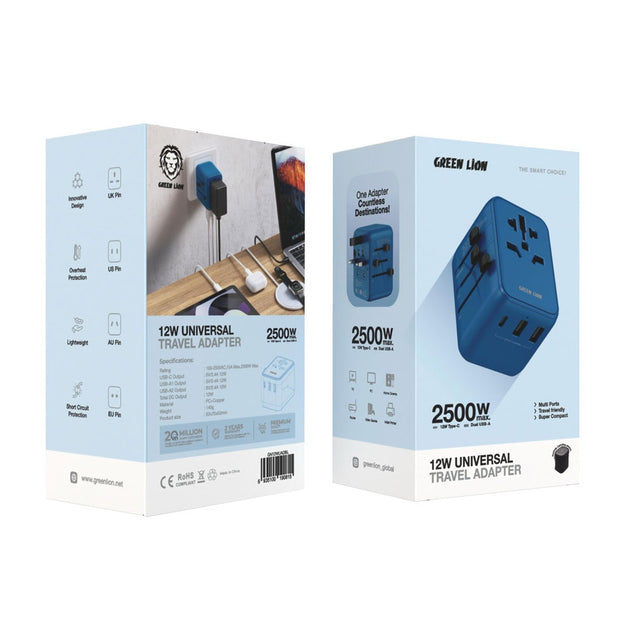 מתאם נסיעות אוניברסלי Green Lion 12W