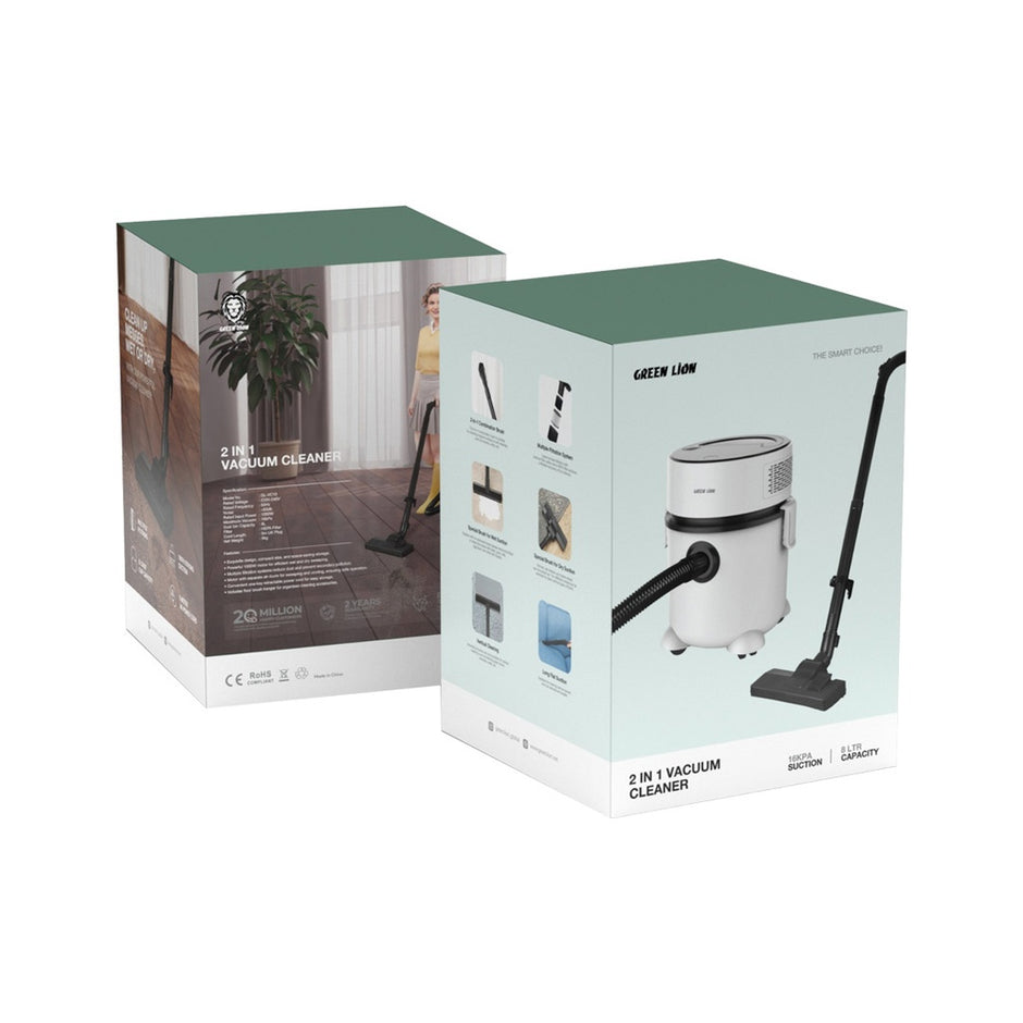 שואב אבק Green Lion 2 ב-1 – לבן