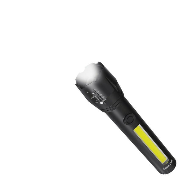 פנס 2-ב-1 מתכוונן Green Lion Adjustable Torch – 3W LED,‎130lm, סוללה ‎1200mAh, שחור 🖤