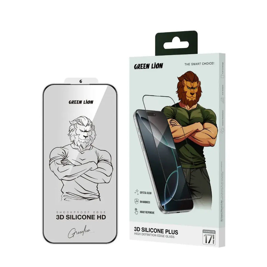 מגן מסך תלת־ממדי Green Lion 3D Silicone Plus High Definition Edge Glass לאייפון 17 Pro Max