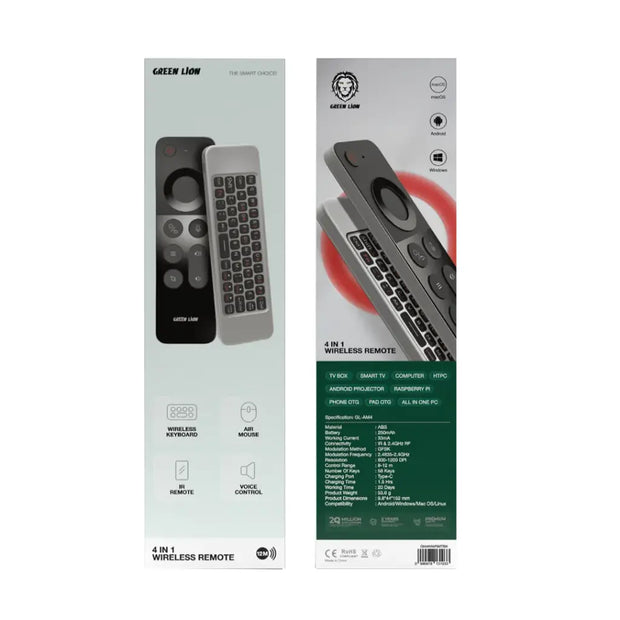 שלט אלחוטי חכם עם מקלדת Green Lion 4-in-1 Wireless Remote – שחור