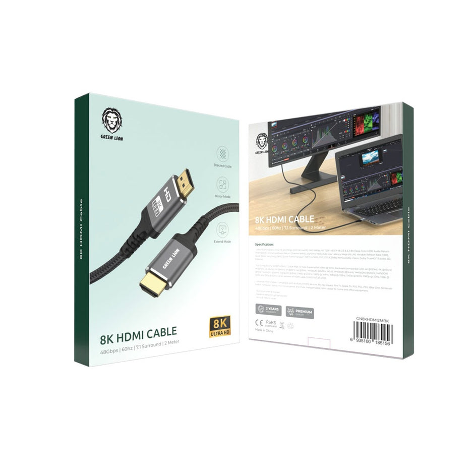 כבל HDMI 8K של Green Lion באורך 2 מטר – שחור