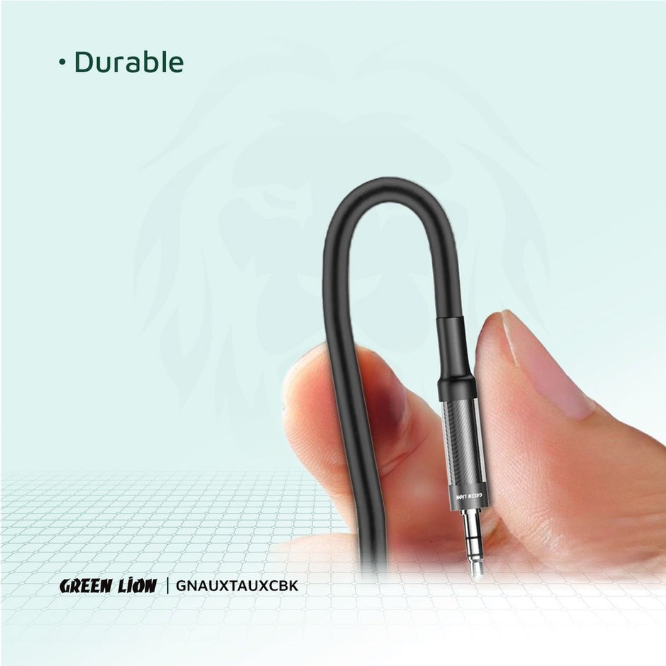 כבל Green Lion AUX to AUX קלוע באורך 1 מטר – שחור 🎧🖤