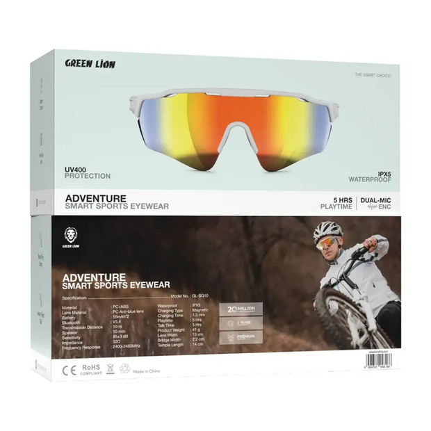 משקפיים חכמים לספורט Green Lion Adventure Smart Sports Eyewear