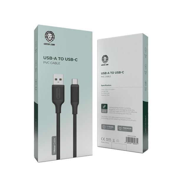 כבל טעינה Green Lion USB-A ל-USB-C עשוי PVC באורך 1 מטר – 2.4A