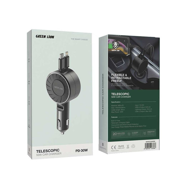 מטען רכב טלסקופי Green Lion 50W – שחור