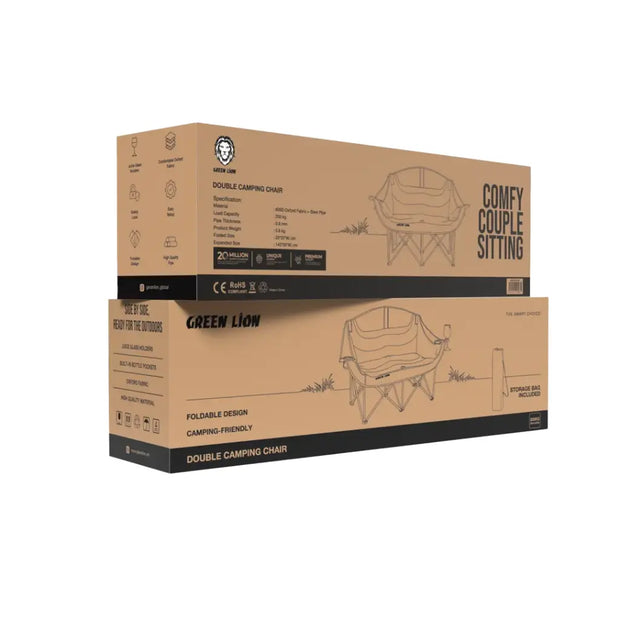 כיסא קמפינג זוגי Green Lion Double Camping Chair – בז’ 🪑🪑🤎