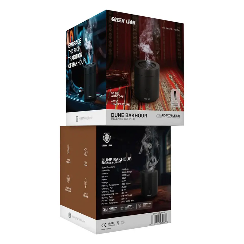 מבער בשמים חשמלי Green Lion Dune Bakhour Incense Burner – שחור