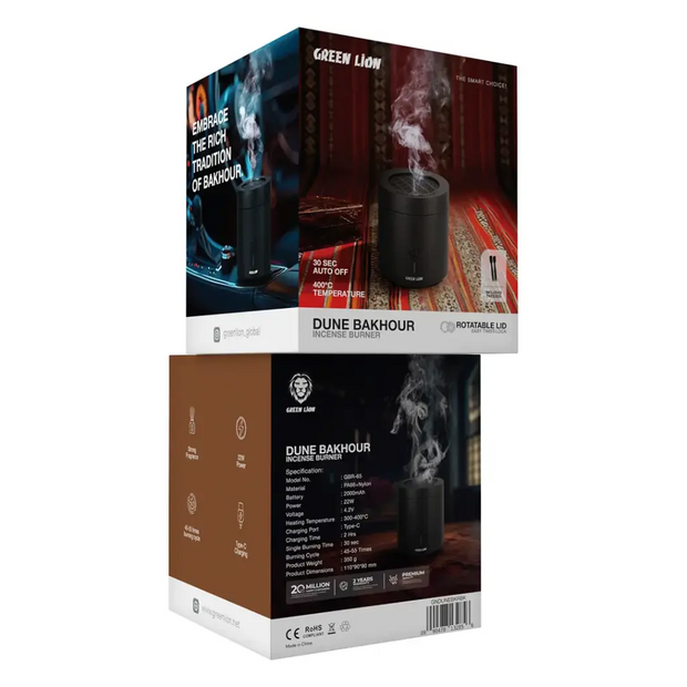 מבער בשמים חשמלי Green Lion Dune Bakhour Incense Burner – שחור