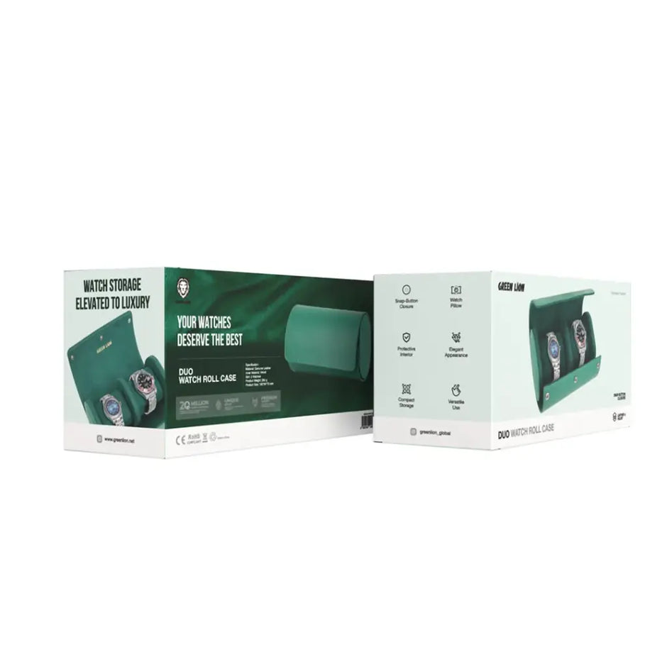 נרתיק שעונים יוקרתי Green Lion Duo Watch Roll Case – Rolex Green