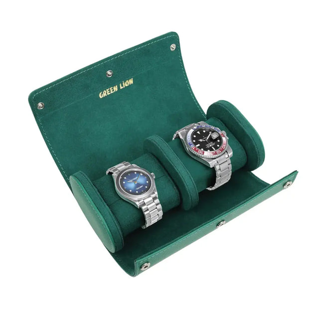 נרתיק שעונים יוקרתי Green Lion Duo Watch Roll Case – Rolex Green
