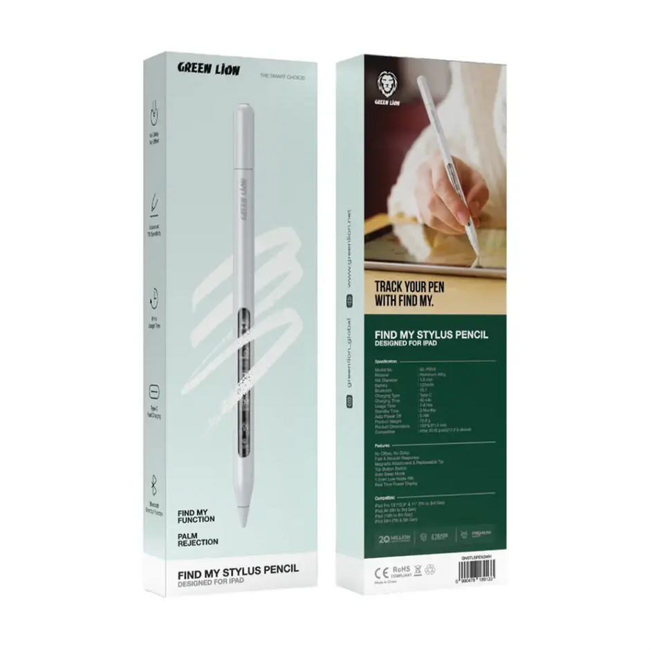 עט חכם Green Lion Find My Stylus Pencil – לבן ✏️📱