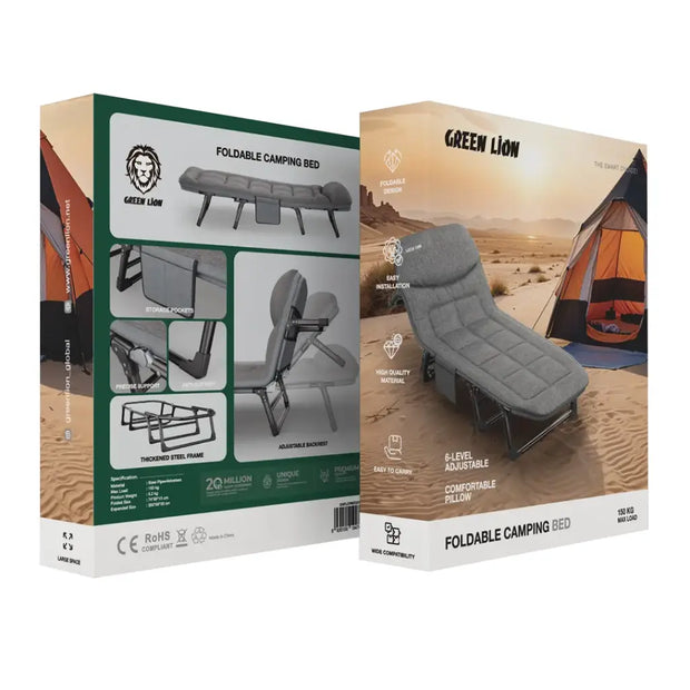 מיטת קמפינג מתקפלת Green Lion Foldable Camping Bed – אפור 🛏️🌫️