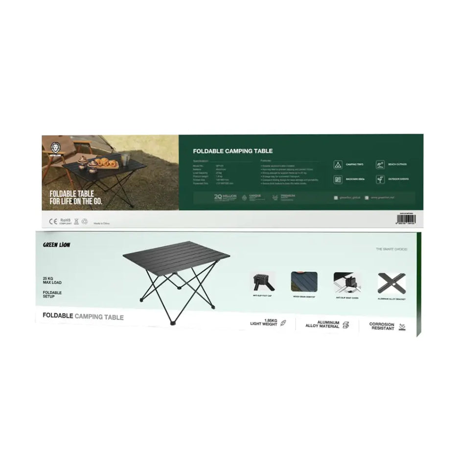 שולחן קמפינג מתקפל Green Lion Foldable Camping Table – שחור 🖤