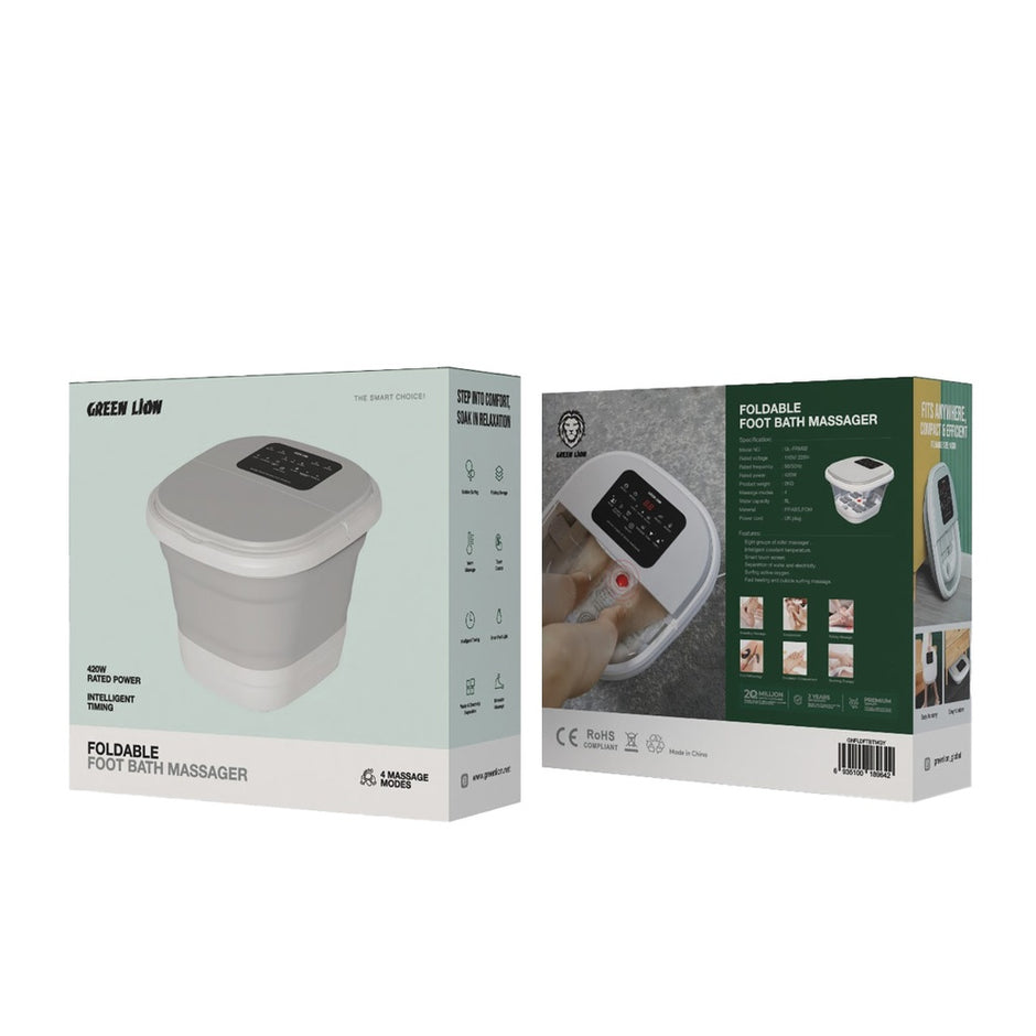 אמבט עיסוי מתקפל לרגליים Green Lion Foldable Foot Bath Massager – אפור 🖤
