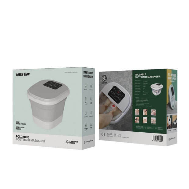 אמבט עיסוי מתקפל לרגליים Green Lion Foldable Foot Bath Massager – אפור 🖤