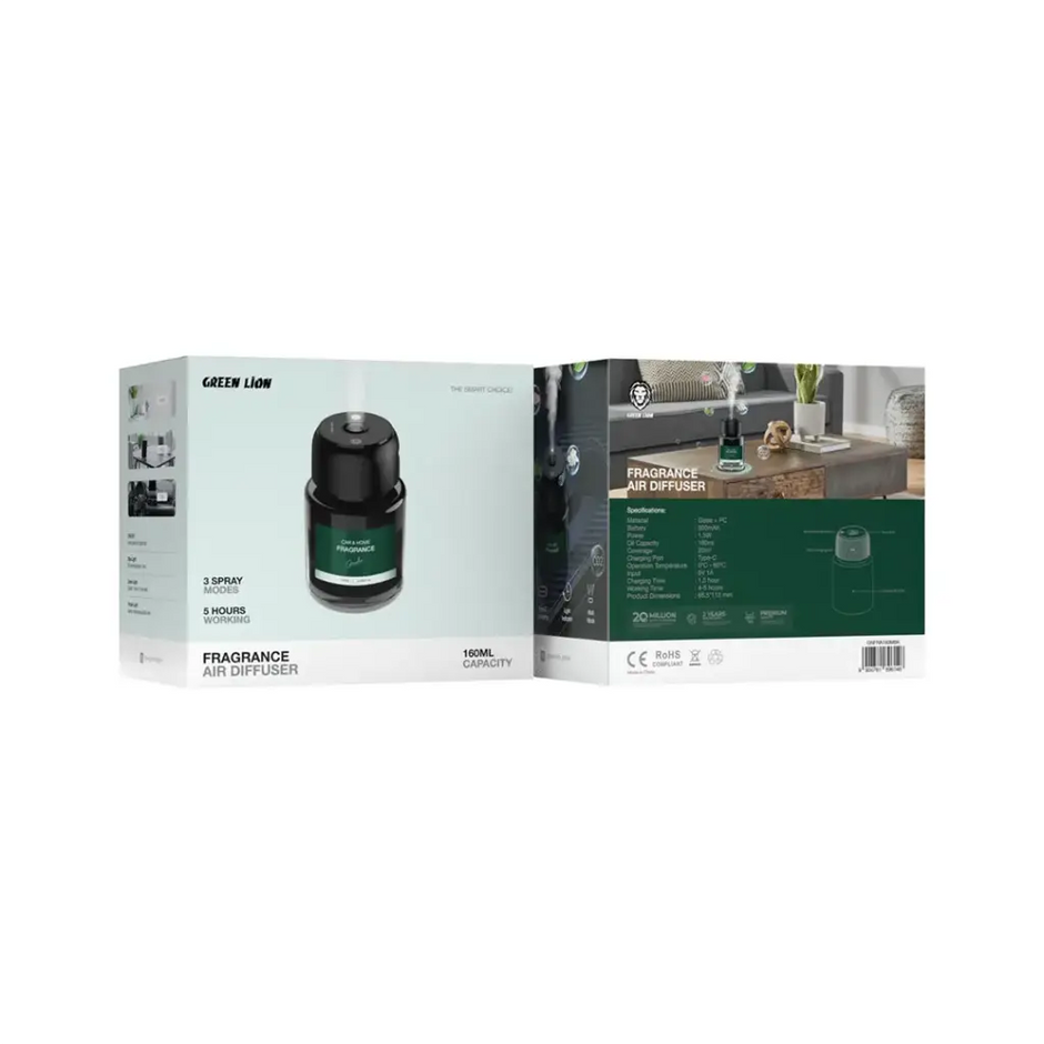 מפיץ ריח Green Lion Fragrance Air Diffuser בנפח 160 מ״ל – שחור