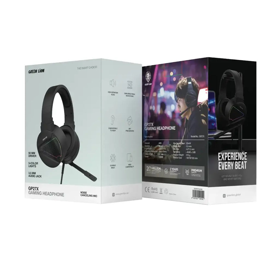 אוזניות גיימינג Green Lion GP27X – שחור 🎧🔥