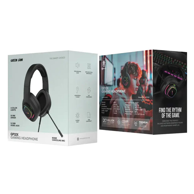אוזניות גיימינג Green Lion GP32X – שחור 🎧🖤