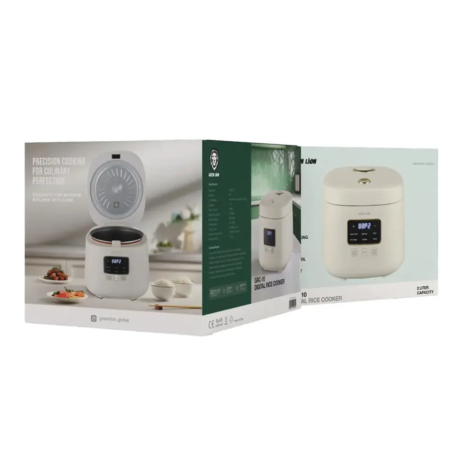 סיר אורז דיגיטלי Green Lion GRC-10 בנפח 2 ליטר – לבן