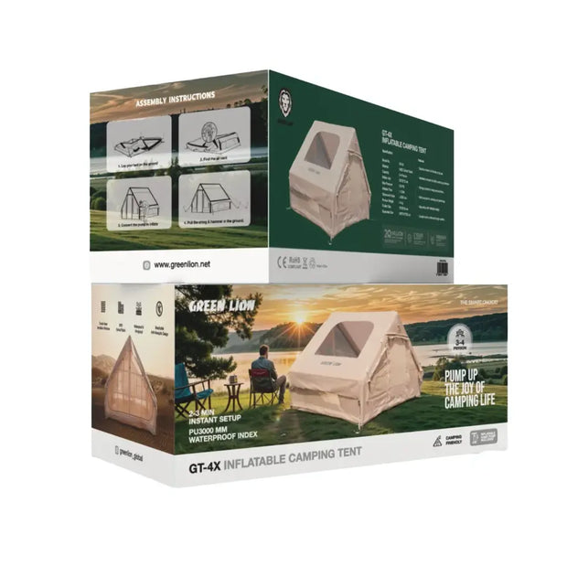 אוהל מתנפח Green Lion GT-4X Inflatable Camping Tent – בז’ 🏕️🤎
