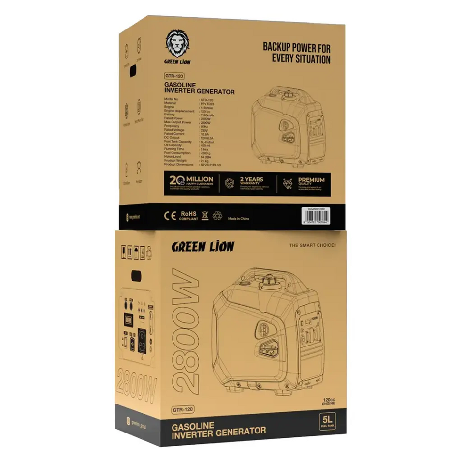 גנרטור אינברטר דגם Green Lion GTR120 – שחור ⛽🖤
