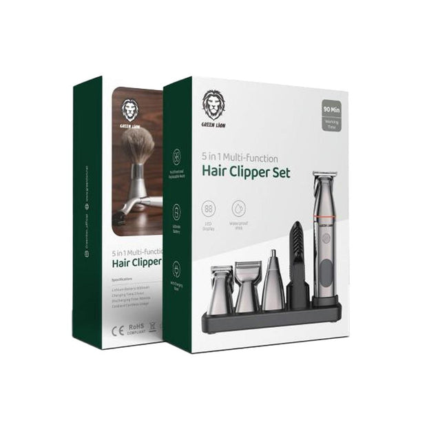 מכונת תספורת רב־תכליתית Green Lion 5 in 1 Multi-Function Hair Clipper Set – שחור ✂️🖤