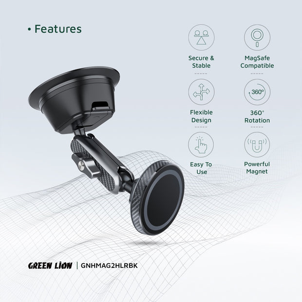 מחזיק טלפון מגנטי לרכב Green Lion Halo MagSafe 2 Car Holder – שחור
