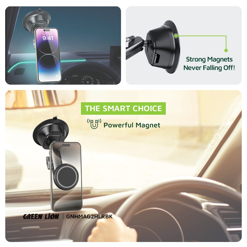מחזיק טלפון מגנטי לרכב Green Lion Halo MagSafe 2 Car Holder – שחור