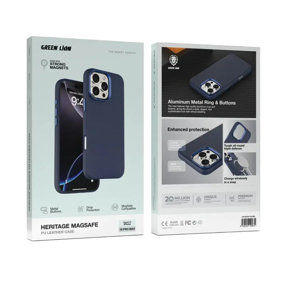 כיסוי עור מגנטי Green Lion Heritage MagSafe Leather Case לאייפון 16 Pro / Pro Max