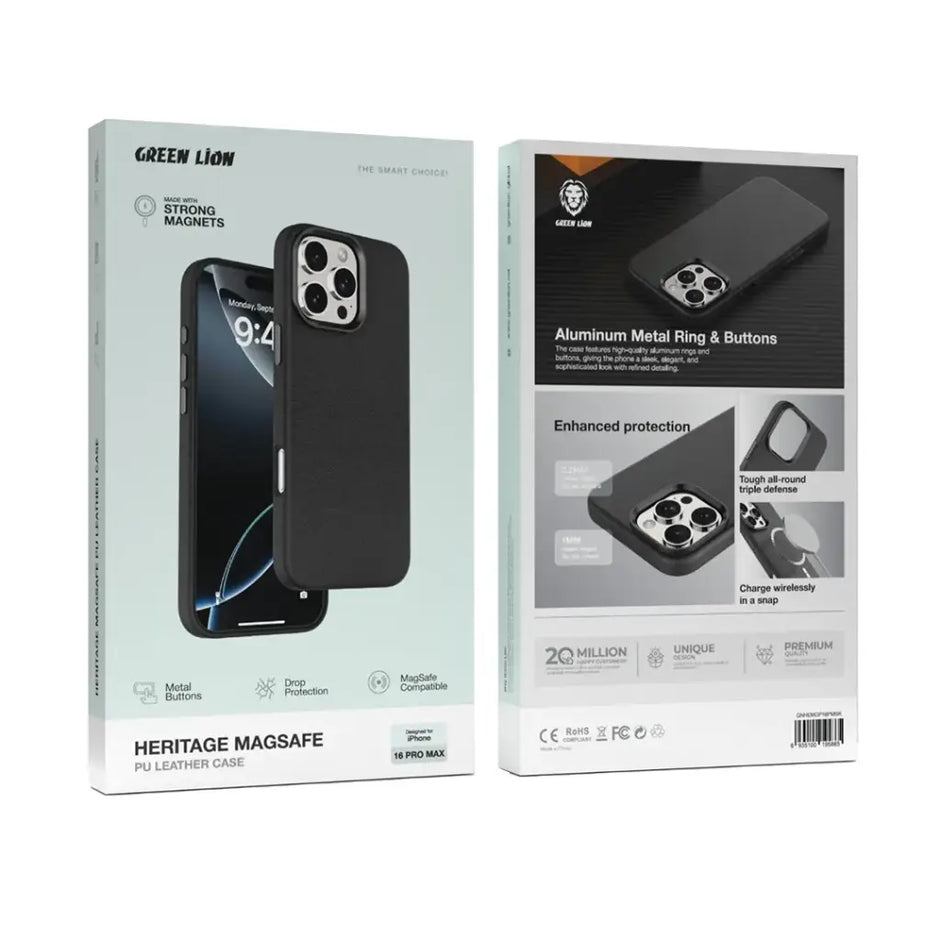 כיסוי עור מגנטי Green Lion Heritage MagSafe Leather Case לאייפון 16 Pro / Pro Max