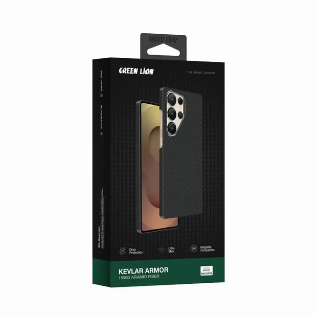 כיסוי מגנטי Green Lion MagSafe Kevlar Armor לגלקסי S25 Ultra – שחור 🛡️📱