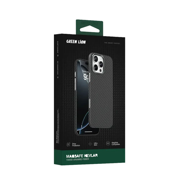 כיסוי מגנטי Green Lion MagSafe Kevlar לאייפון 16 Pro – שחור