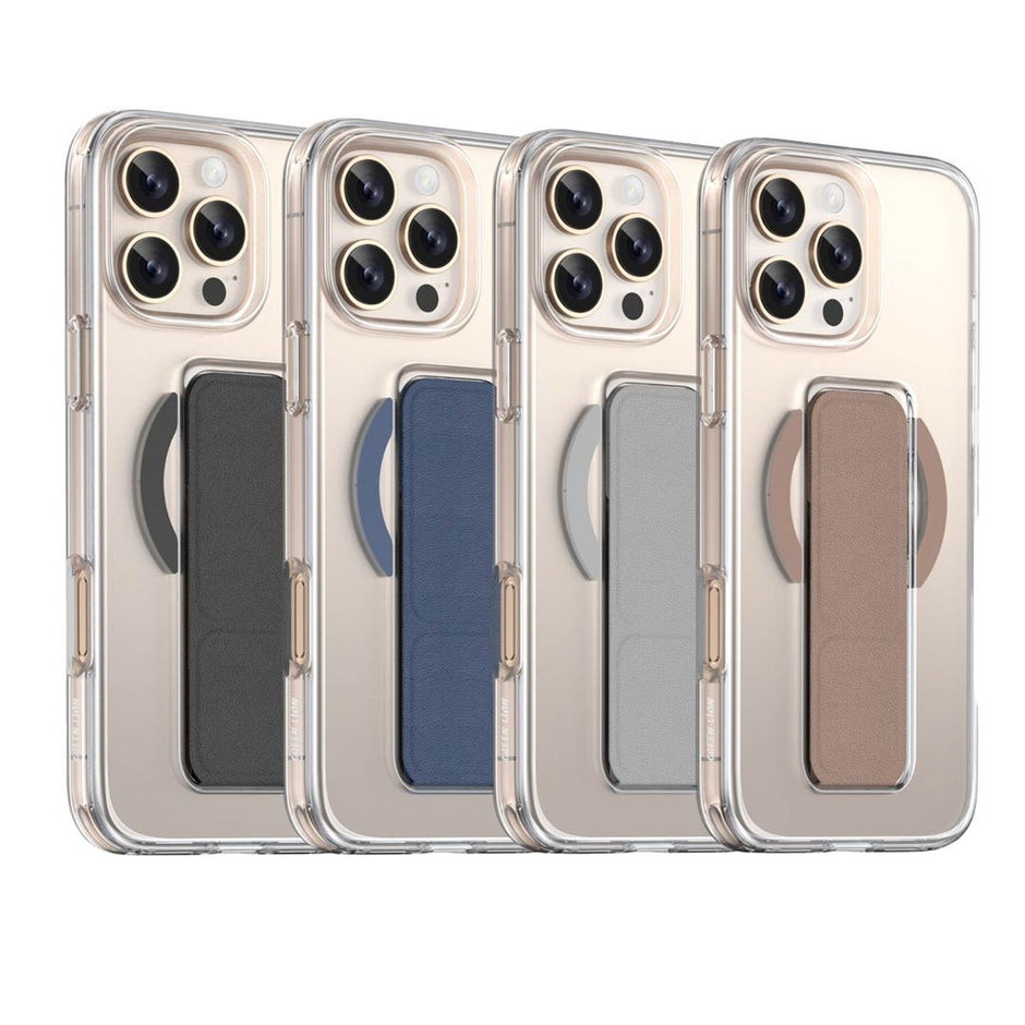 כיסוי עור מגנטי Green Lion MagSafe Leather Grip לאייפון 16 Pro / Pro Max – שחור