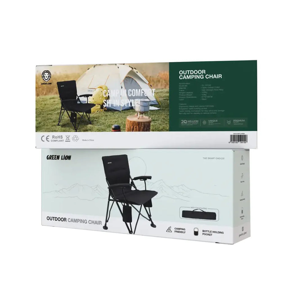 כיסא קמפינג Green Lion Outdoor Camping Chair with Carrying Bag – שחור 🖤