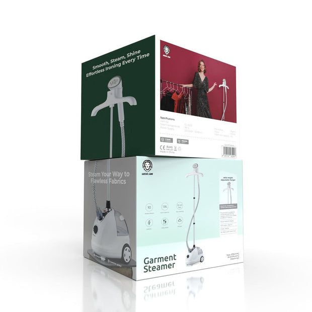 מגהץ קיטור אנכי רב-תכליתי Green Lion Portable Garment Steamer בעוצמה של 2000W – מיכל 1.8 ליטר – לבן