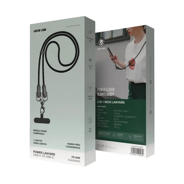 כבל טעינה Green Lion Power Lanyard USB-C ל-USB-C בעוצמה של 60W