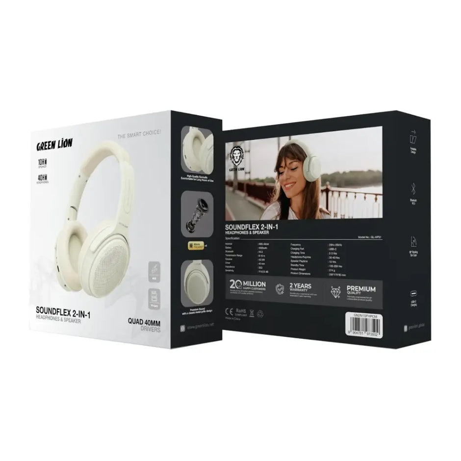 אוזניות ורמקול Green Lion SoundFlex 2-in-1 🎧🔊
