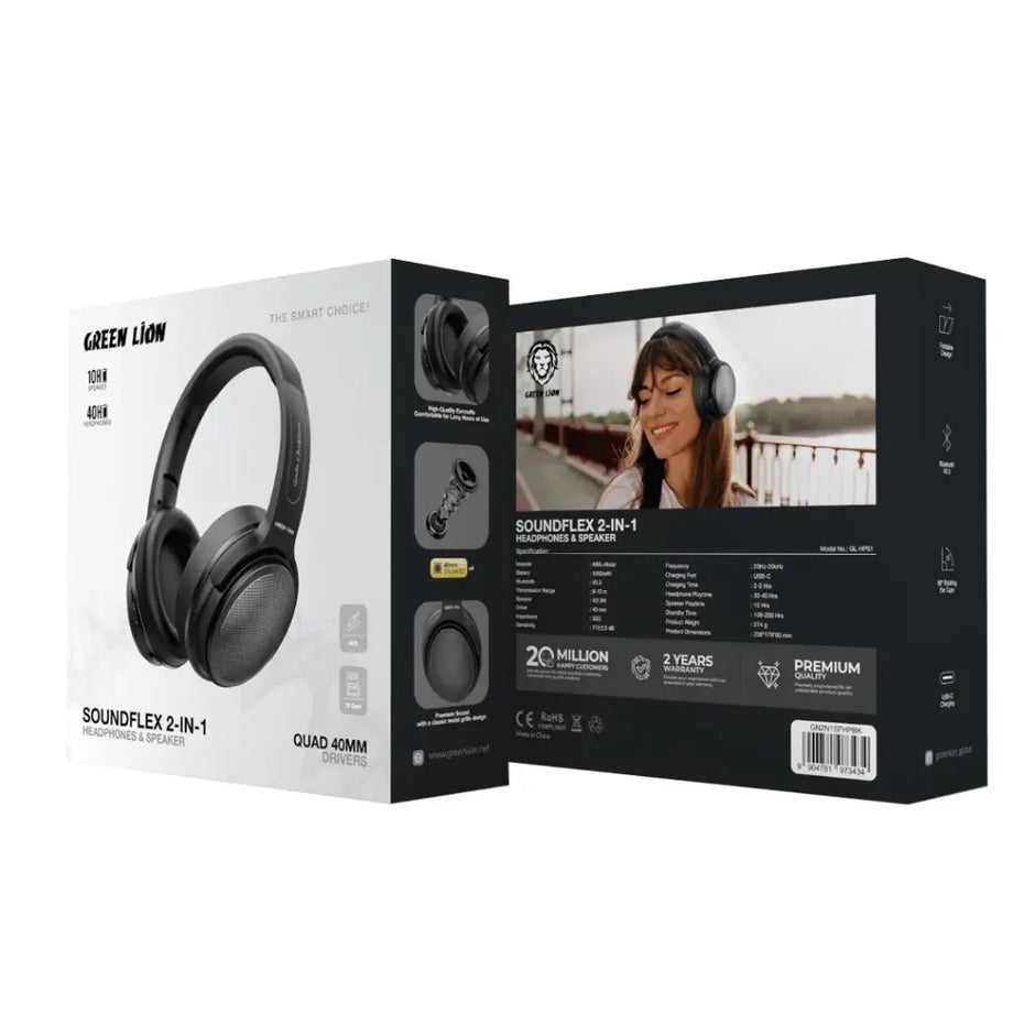 אוזניות ורמקול Green Lion SoundFlex 2-in-1 🎧🔊