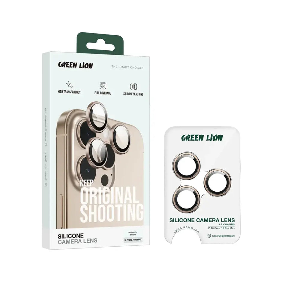 מגן עדשות סיליקון Green Lion Silicone Camera Lens – iPhone 16 Pro / 16 Pro Max 📸🍏✨