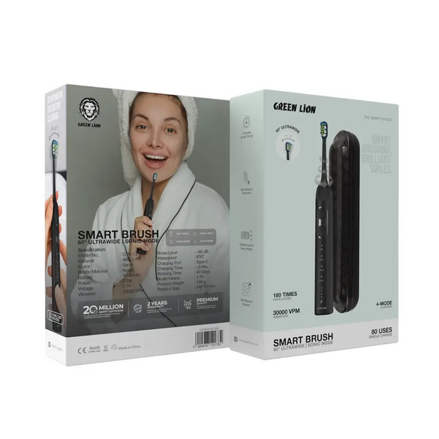 מברשת שיניים חכמה Green Lion Smart Brush 60° Ultrawide – שחור 🖤🪥