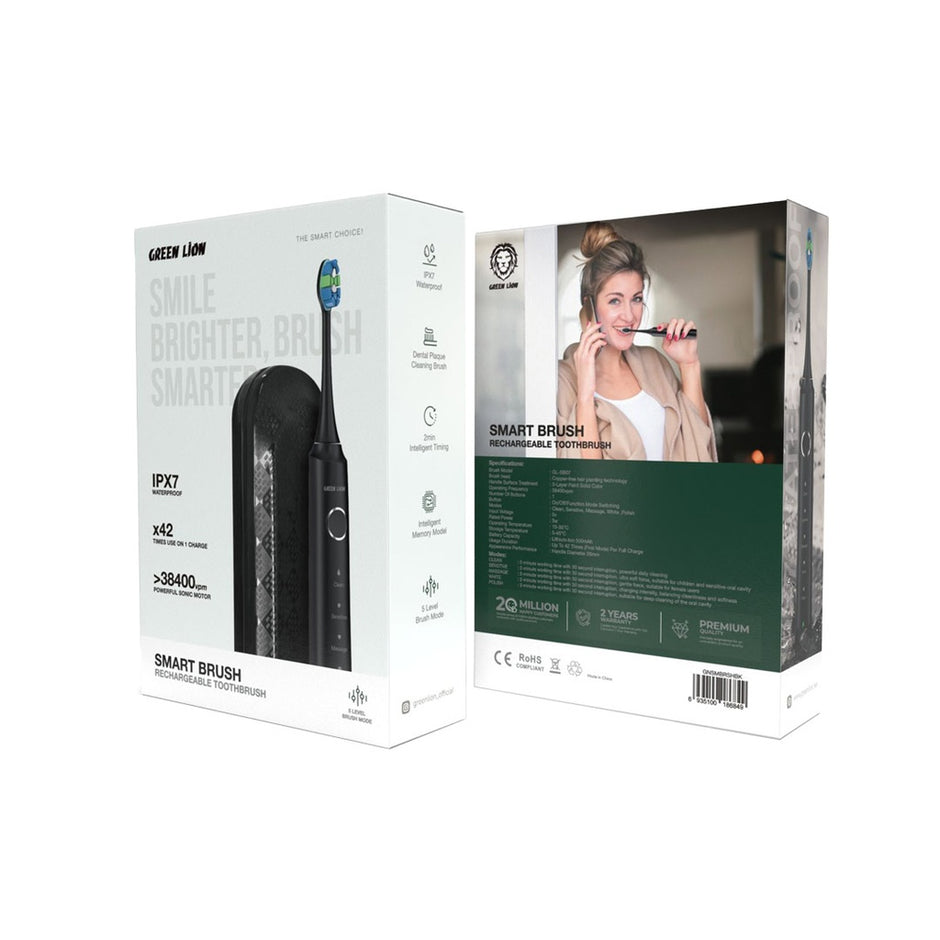 מברשת שיניים חשמלית נטענת Green Lion Smart Brush – שחור 🪥🖤