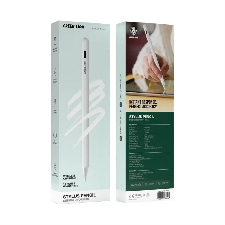 עט מגע חכם Green Lion Stylus Pencil – לבן ✏️🤍